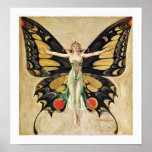 Póster Art Deco Butterfly Lady<br><div class="desc">A vintage da Arte Deco poster. Lindas cores - trabalho de arte incrível. Nota: ampliar esta imagem pode resultar em um impressão de baixa qualidade.</div>