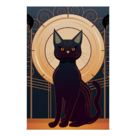Póster Art Deco Cat
