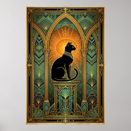 Poster Art Deco Celestial Solstice Cat Wall Art