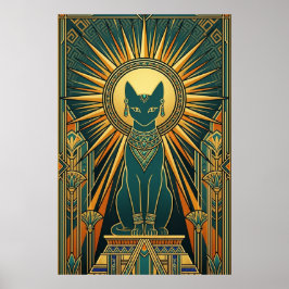 Poster Art Deco Climbing Black Cat Wall Art
