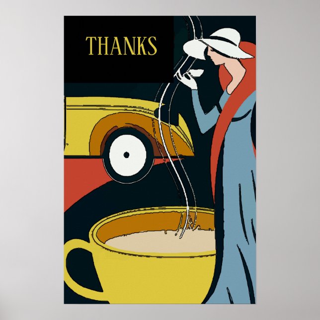 Poster Art Deco Coffee Time Obrigado (Frente)
