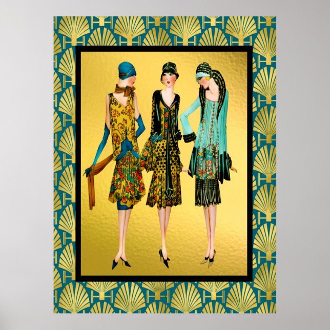 Poster Art Deco Damas Fashion (Frente)