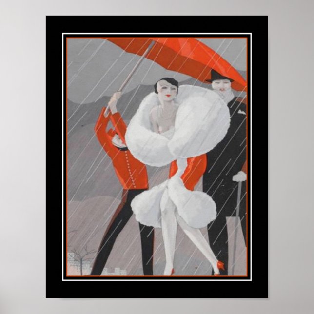 Poster Art Deco de 1920 "Dia da Chuva" (Frente)