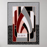 Poster Art deco Design abstrato<br><div class="desc">Eu criei este poster de deco de abstrato de arte de um modelo de vitrine de vidro. Eu adicionei as cores para fazer disto um design de arte contemporânea. Adicionei também um apoio de dois tons. Isso seria muito contemporâneo em sua casa e poderia ser enquadrado.</div>