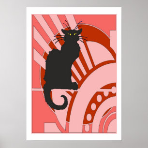 Póster Art deco do gato preto
