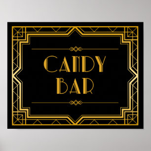 Poster Art deco do sinal   Gatsby do casamento da barra