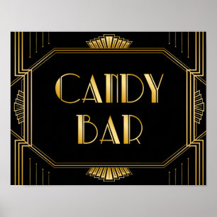 Póster Art deco do sinal   Gatsby do casamento da barra
