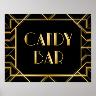 Poster Art deco do sinal   Gatsby do casamento da barra