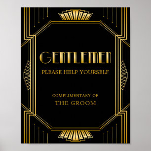 Poster Art deco do sinal   Gatsby do casamento da cesta