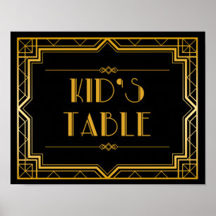 Poster Art deco do sinal   Gatsby do casamento da mesa do