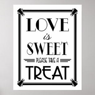 Póster Art Deco DOURADO LOVE É SWEET B/G mudança de cor