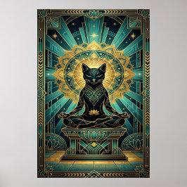 Poster Art Deco Egyptian Pyramid Cat Wall Art