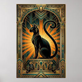 Poster Art Deco Egyptian Revival Bastet Wall Art
