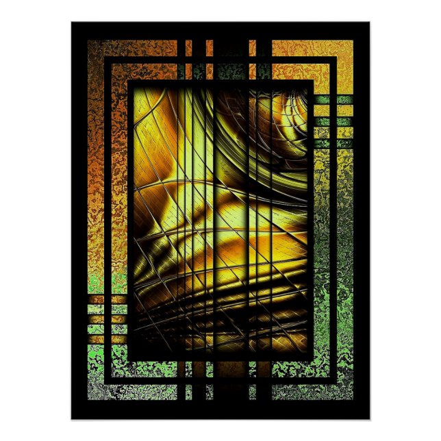 Póster Art Deco Em Verde E Dourado (Frente)