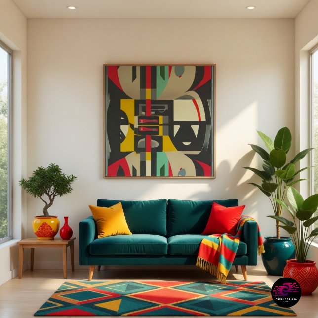 Póster Art Deco Encontra o Moderno de Meados do Século (Framed in color. Built for rooms with personality.)