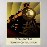 Poster Art Deco - Estação Central de Nova Iorque<br><div class="desc">Você escolhe ter este posto de arte deco enquadrado ou não.</div>