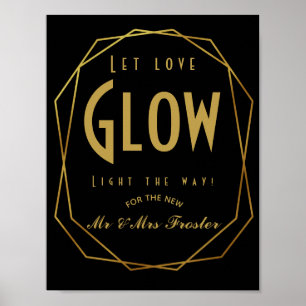 Poster Art Deco Estilo moderno Deixe o amor brilhar festa