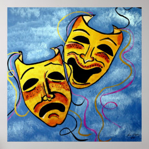 POSTER ART DECO FELIZ E TRISTE