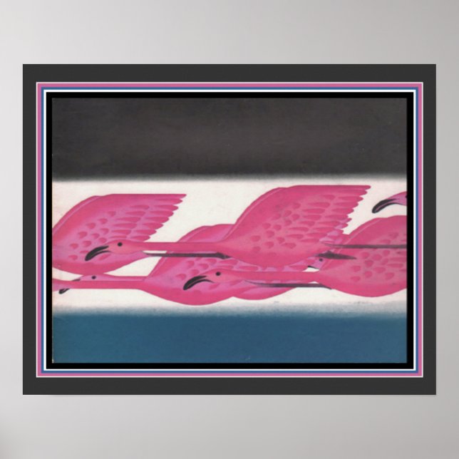 Poster Art Deco "Flamingos in Flight", cerca de 1930 (Frente)