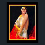 Poster Art Deco Flapper por Rolf Armstrong<br><div class="desc">Vibrant,  anos 20,  Art Deco Flapper impressão por Rolf Armstrong. Padrão 11x14 mostrado. Disponível em 16x20,  bem como em tamanhos e canvas personalizados.</div>