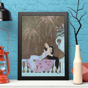 Poster Art deco Fogo-de-artifício Le Feu do vintage,