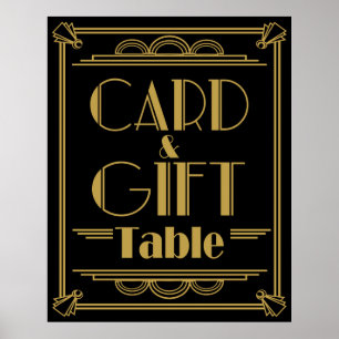 Poster Art Deco Gatsby estilo Gift e Mesa de cartas