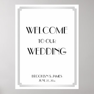Póster Art Deco Gatsby Sinal de Recepção de casamento Pra