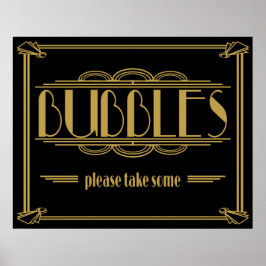Póster Art Deco Gatsby style Bubbles Por favor tome algun