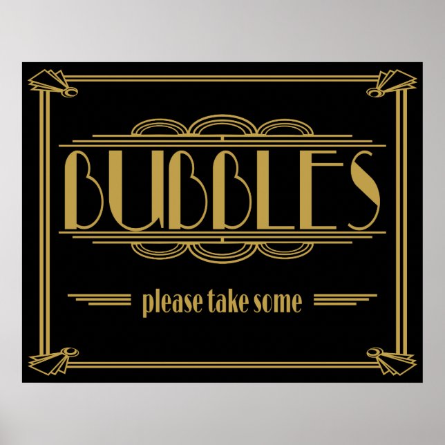 Póster Art Deco Gatsby style Bubbles Por favor tome algun (Frente)