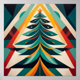 Poster Art Deco Geometric Christmas Green Branches
