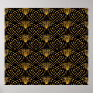 Poster Art Deco Glamor: Ventilador Ouro.
