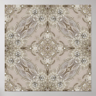 Poster Art Deco Glamorous Vintage Fashion Cinza Beige