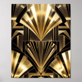 Poster Art Deco Gold Sunburst Black Gold Geometric Luxury