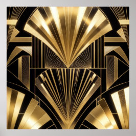 Poster Art Deco Gold Sunburst Black Gold Geometric Luxury