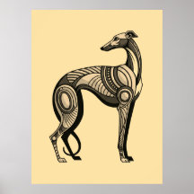 Art Deco Greyhound em Paleta de Cores Vintage