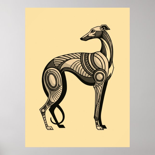 Poster Art Deco Greyhound em Paleta de Cores Vintage (Frente)