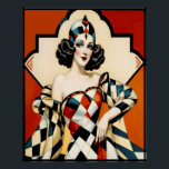Póster Art Deco Harlequin Lady Poster.<br><div class="desc">Esta é uma poster de uma Dama de Arte em um Vestido Harlequin. Este é um deco de arte com um motivo de deco de arte atrás dela. Isso faz uma poster adorável que pode ser enquadrada. Isto seria uma imagem excelente para qualquer casa.</div>