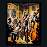 Póster Art Deco Jazz Age Banda e Singer.<br><div class="desc">Havia muitas bandas de Black Jazz no 1920,  então adicionei uma poster de banda e cantor representando aquela era. Este poster foi criado usando palavra para imagem AI. Estou feliz com o que aconteceu. Espero que goste.</div>