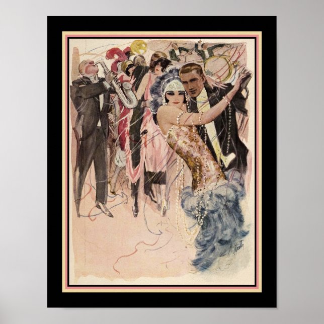 Poster Art Deco Jazz/Dançarinos da década de 1920 (Frente)