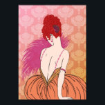 Poster Art Deco Lady with Damask - BIANCA: Melon Melange<br><div class="desc">Nossa linda Bianca está vestida com uma saia de cheio e sua parte superior tem tiras compostas por fios de joias. Ela é fã de penas e está sentada contra um pano de fundo de ricas damas. O cabelo de Bianca é uma massa de remendos em uma fabulosa luva, mantida...</div>