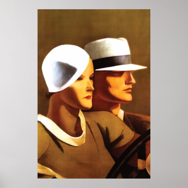 Póster Art Deco Linda Condução de Casais (Frente)