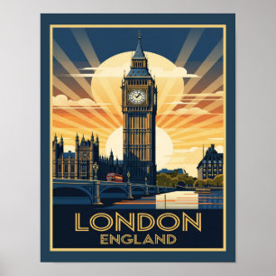 Poster Art Deco London England Big Ben