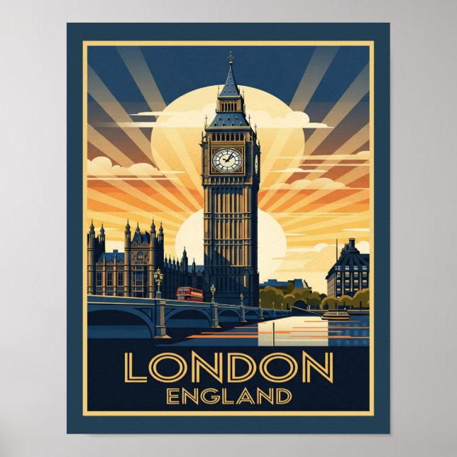 Poster Art Deco London England Big Ben (Frente)