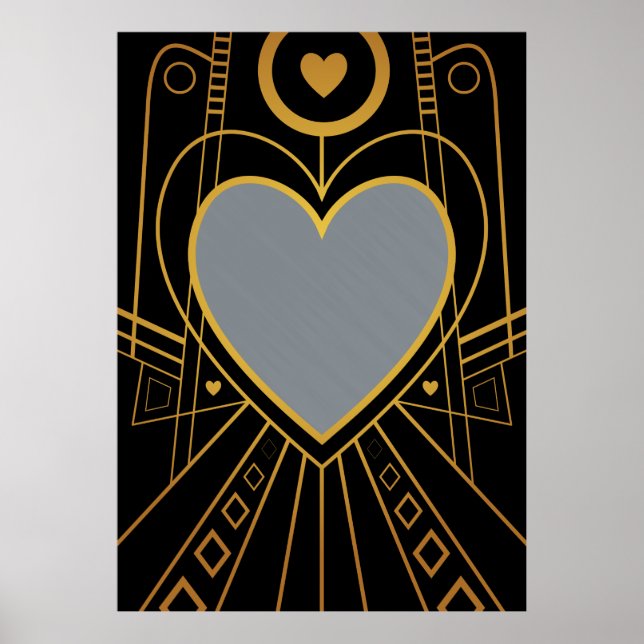 Póster Art Deco Love Heart Border (Frente)