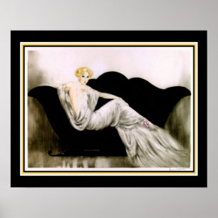 Poster Art deco "menina no sofá preto "