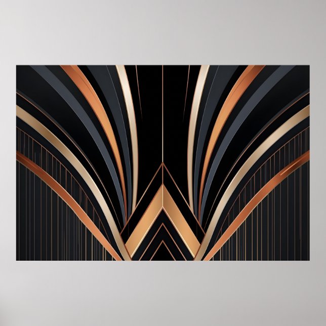 Poster Art Deco Metallic Geometric Elegance (Frente)