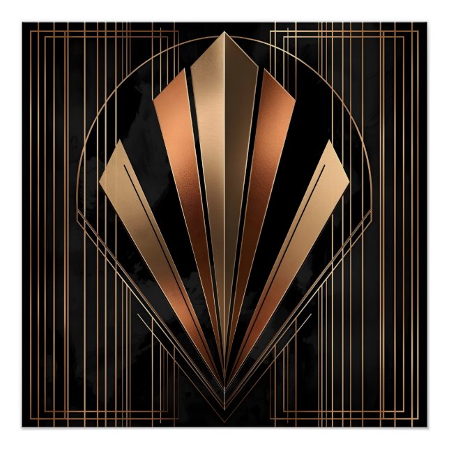 Póster Art Deco Metallic Geometric Elegance (Frente)