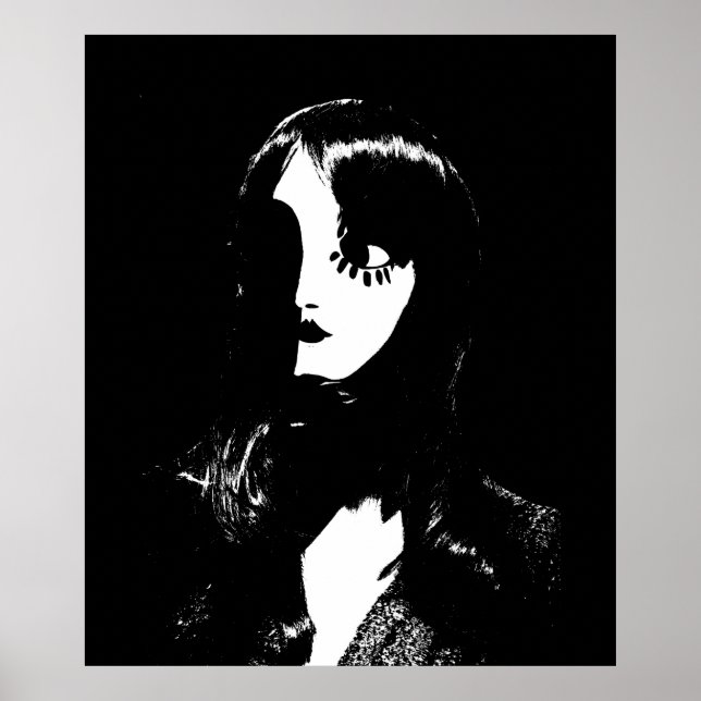 Poster Art Deco - Mulher Estilo de Cidade Sin - Preto e B (Frente)