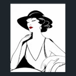 Poster Art Deco - Mulher Glamorosa Ilustrada<br><div class="desc">Uma bela e original ilustração de uma mulher do Art Deco. Adicione elegância ao seu espaço com este design impressionante.</div>
