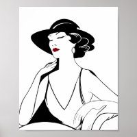 Art Deco - Mulher Glamorosa Ilustrada